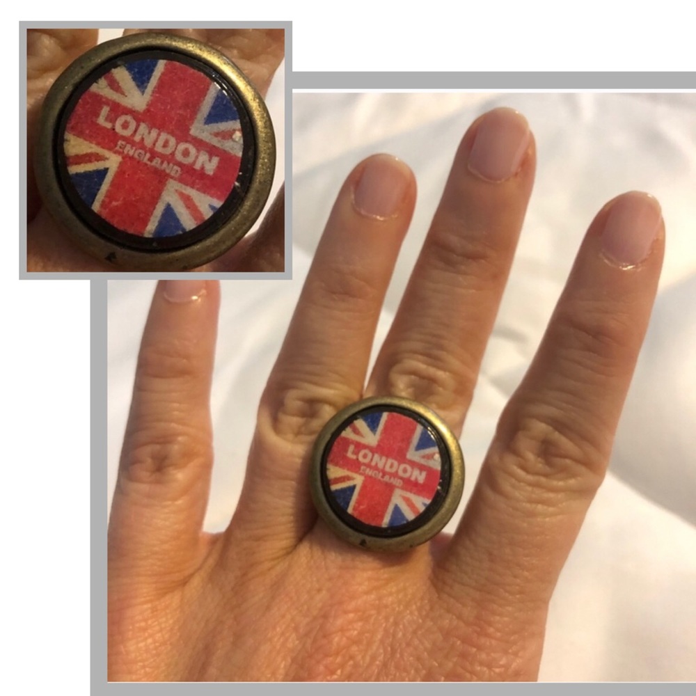 London England Union Jack adjustable ring